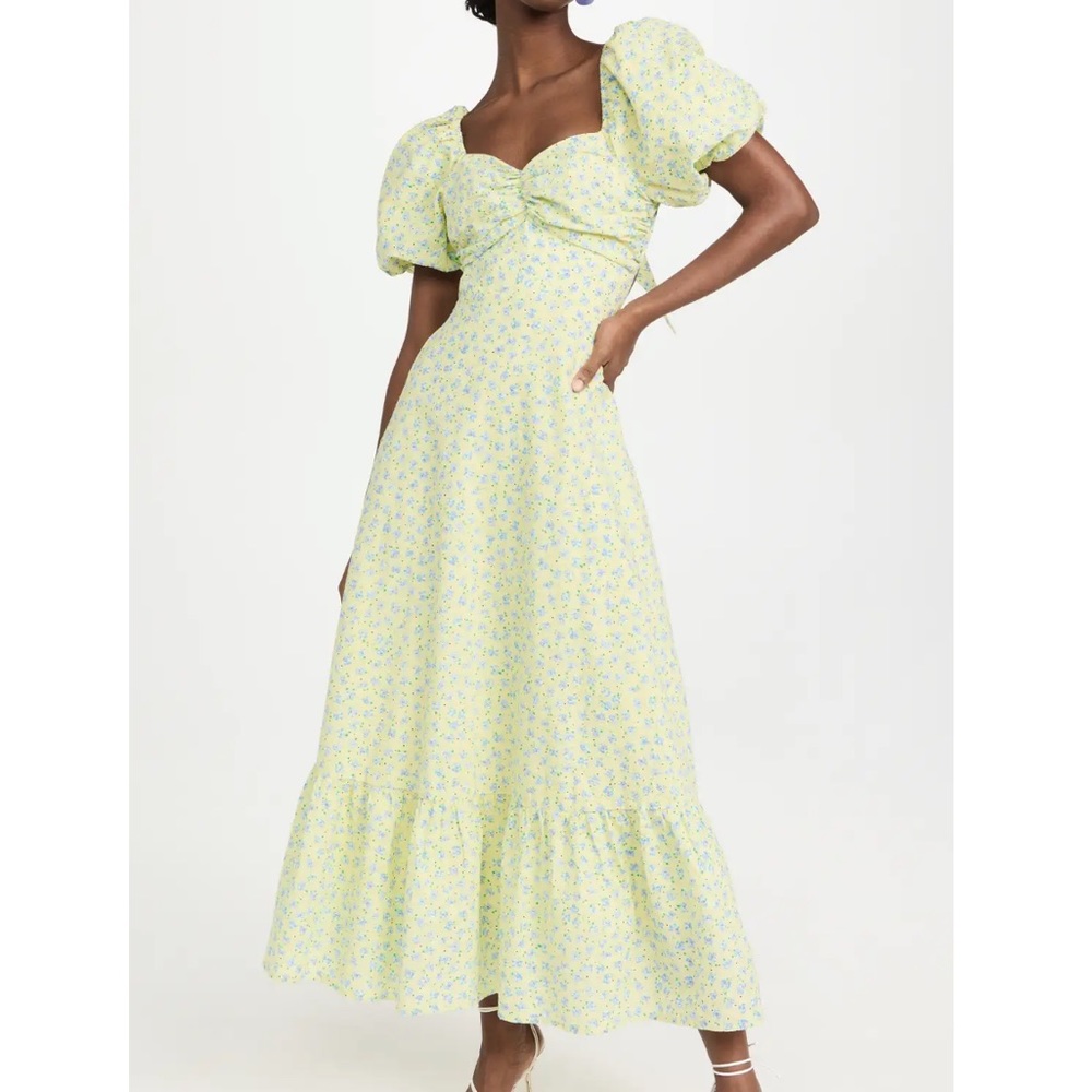 English Factory Floral Back Tiered Midi Dress